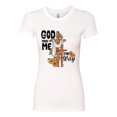 thumbnail image 2 of Wild Bobby God Made Me This Way Cross with Sunflowers Inspirational/Christian Women Slim Fit Junior Tee, White, Small, 2 of 6