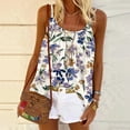 thumbnail image 2 of Gifts Usmixi Womens Tank Tops Beach Loose Pleated Swing Strap Vest Ladies Cami Shirts Summer Trendy Floral Print Round Neck Sleeveless Shirts Blouse Purple XL, 2 of 5