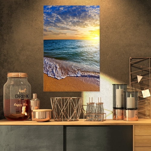 Designart 'Layers of Colors on Sunrise Beach' Metal Wall Art