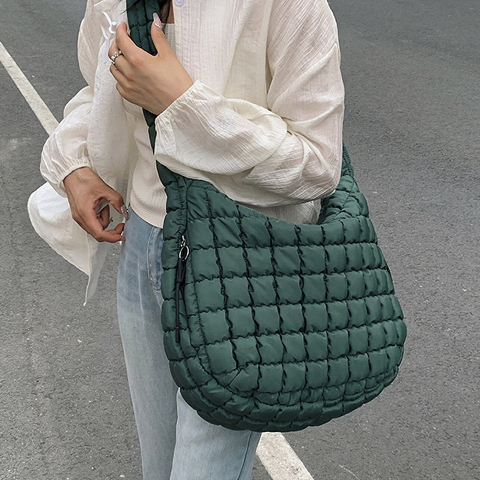 Modisza Puff Tote Bag for Women Quilted Large Crossbody Bags Crescent Travel Slouchy Hobo Handbag