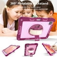thumbnail image 6 of ELEHOLD 3-Layer Shockproof Case For iPad 8th/7th Generation, Rugged Cover with 360° Rotating Kickstand, Wrist Strap, Detachable Shoulder Strap, Pencil Holder, Rose+Pink, 6 of 7