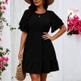 thumbnail image 2 of QQZ Womens Plus Size Summer Casual Midi Dress Short Ruffle Sleeve Tiered Empire Waist T-Shirt Dress, 2 of 7