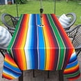 thumbnail image 3 of Mexican Strips Tropical Leaves Outdoor Tablecloth with Umbrella Hole for Rectangle Table, Waterproof Strip Patio Table Cloth with Zipper - 60 x 84 inches, 3 of 6