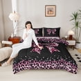 thumbnail image 4 of Castle Fairy Cheetah Print Bowtie Full Size Comforter Sets,Black Pink Bedding Sets, 4 of 8