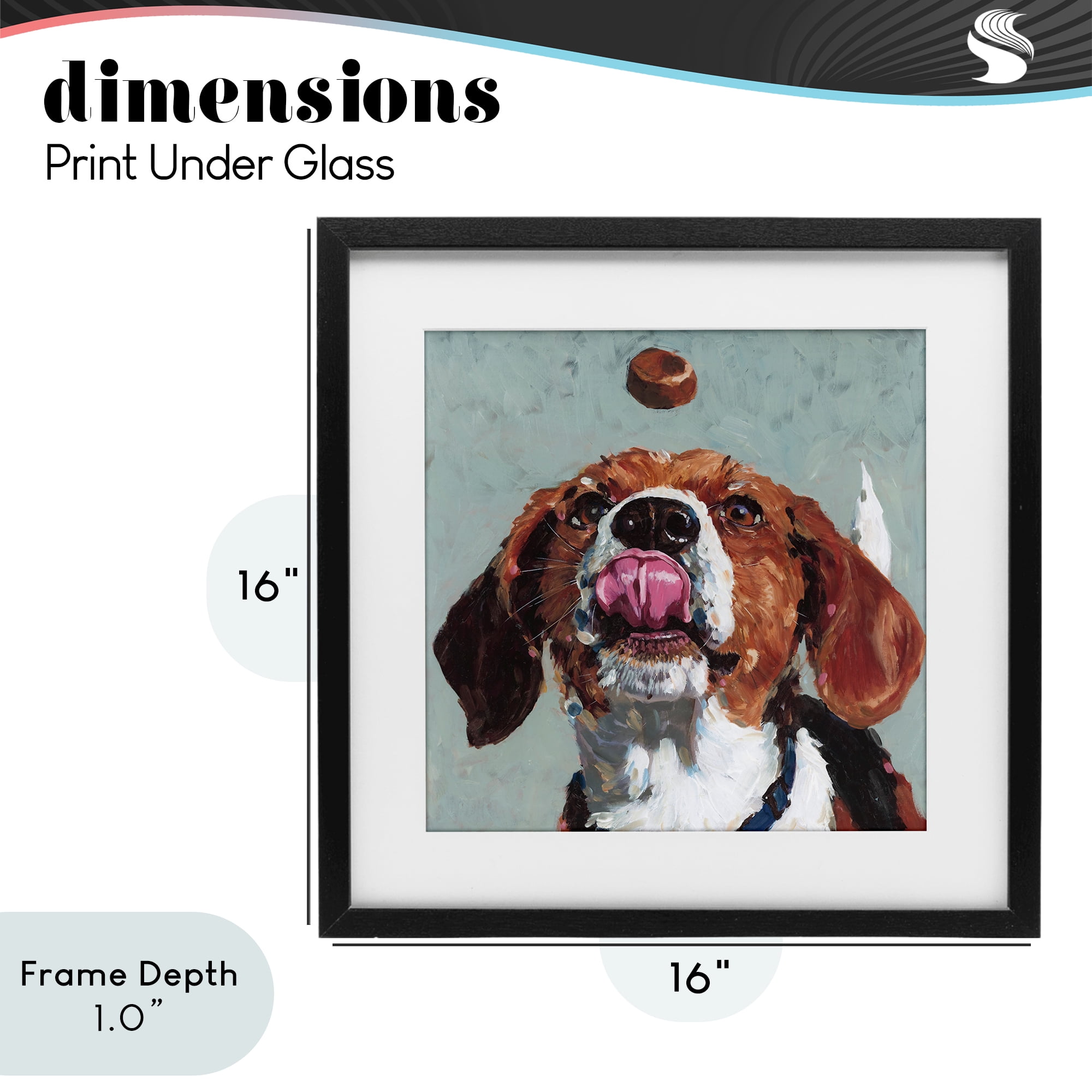 Stupell Industries Beagle Treat Excitement Black Framed Print Under Glass, design by Studio Bautista