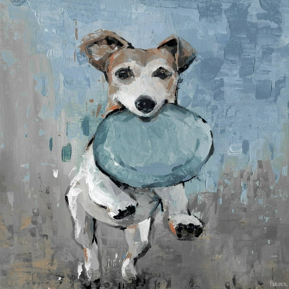 Parvez Taj Jumping Frisbee Dog Canvas Wall Art