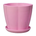 thumbnail image 2 of romoty Flower Petal Shaped Plastic Plant Pot with Saucer Pink, 6.3 in Lightweight Decorative Succulent Planter with Drainage Hole for Indoor Outdoor Desk Garden Decor, 2 of 6