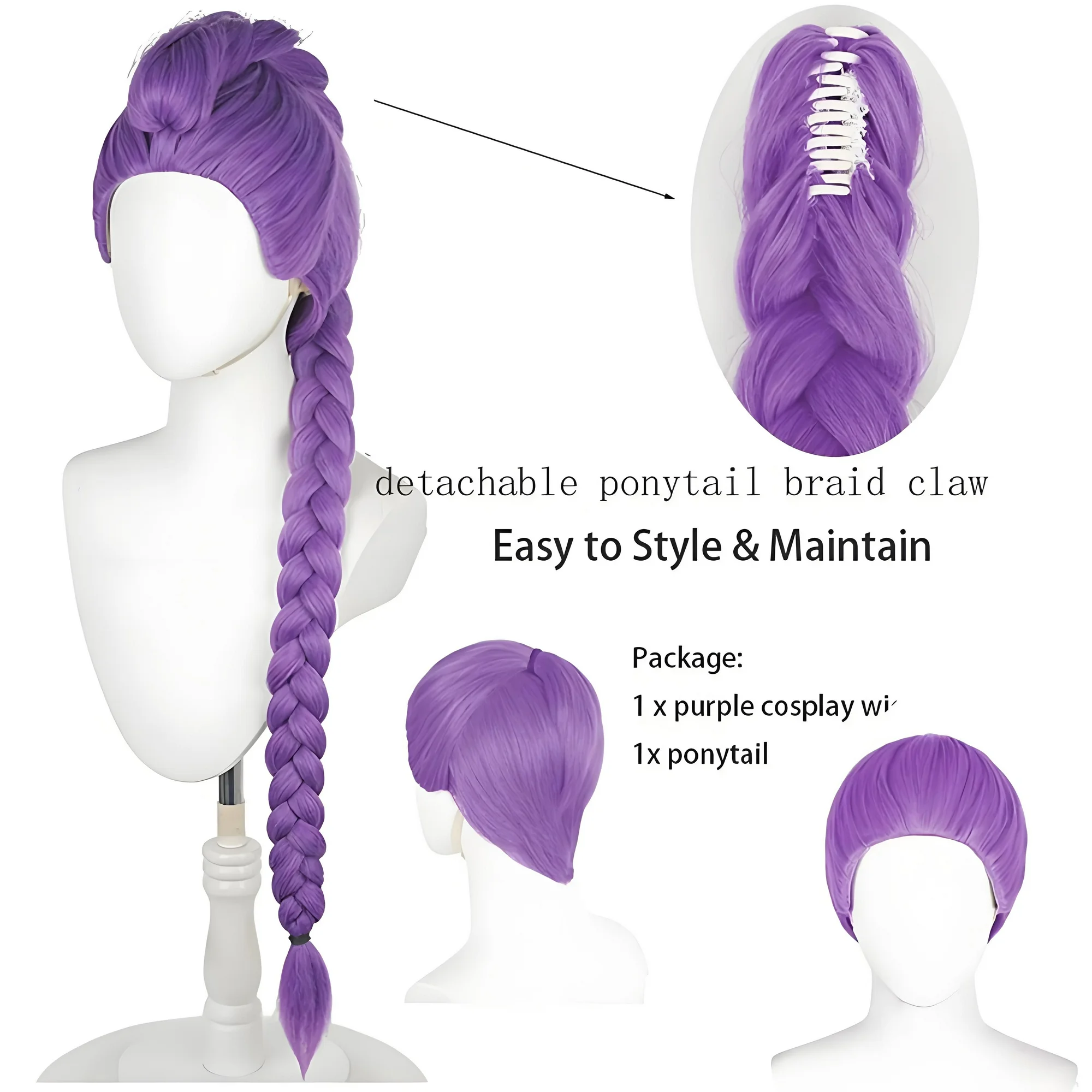 2026 New Pop Singer Wig Braided Headbands for Girls Fancy Dress, Non Slip Braided Head Bands Suitable For Halloween Carnival parties Stage performances Animation shows Masquerade balls (Purple)