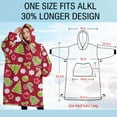 thumbnail image 4 of Oversized Wearable Blanket Hoodie,Red Christmas Decoration Pattern Sherpa Blanket Hoodie with Super Pockets,Super Warm Fuzzy Pullover for Women & Men, 4 of 6