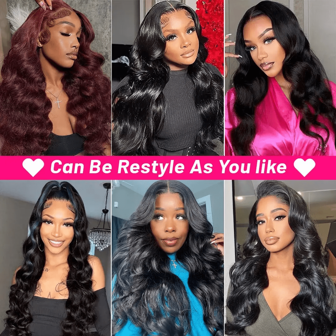 13x6 Body Wave Pre Plucked Human Hair HD Transparent Lace Front Wigs 200% Density Glueless Lace Frontal Wigs with Baby Hair for Women 32inch