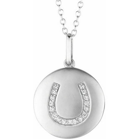 Diamond Accent Sterling Silver Round Horseshoe Disc Pendant