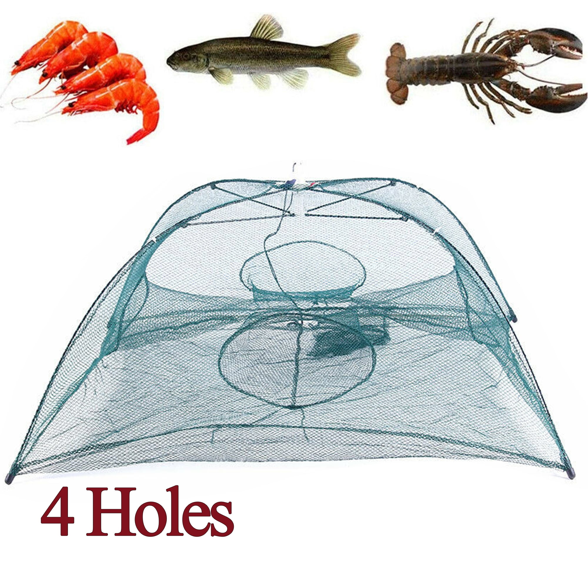 Lobsters Collapsible Fish Trap with Thick Wire Shrimp Minnow Eels Black
