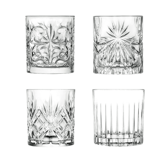 Set de 4 Vasos Old Fashion Ambient 21 Cristal Italiano 318 Ml Con Caja de Regalo