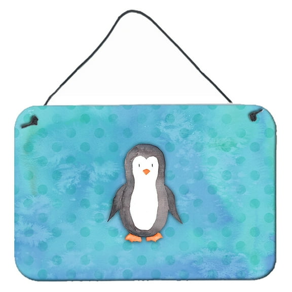 Carolines Treasures BB7376DS812 Polkadot Penguin Watercolor Wall or Door Hanging Prints  8x12 multicolor
