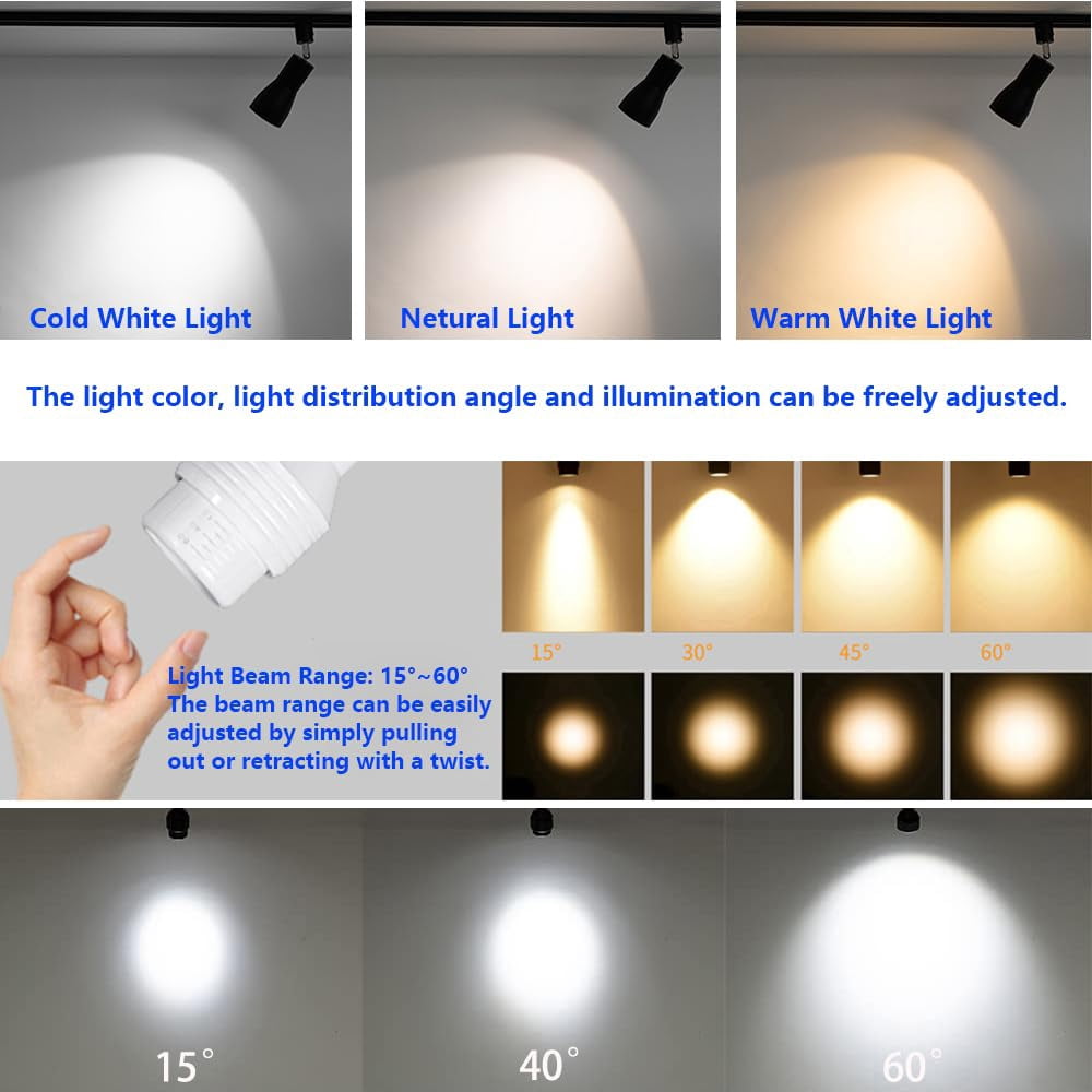 KAYYELAMP 3Pcs Adjusted Angle Rotated Degree H-Type Focusing Lighting Dimmable Remote Track Lamp Black Metal Vintage Design for Kitchen Bar Loft Store