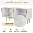 thumbnail image 5 of Modern Storage Cabinet with Adjustable Shelves and Open Countertop, Accent Entryway Console Table with 4 Doors, Sideboard Buffet Cabinet with Metal Handles and Legs for Bedroom Hallway, White, 5 of 9