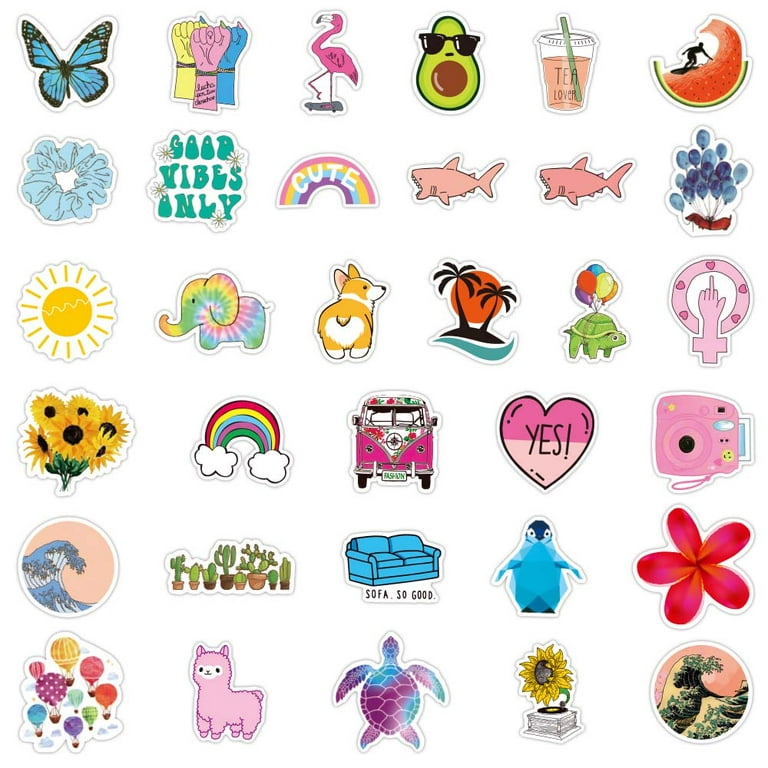 110Pcs Summer Cute Trendy Stickers for Water Bottles, Waterproof Vinyl  Aesthetic Sticker for Laptop Luggage Computer, Sticker Pack for Women  Adults