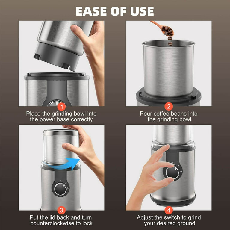 Coffee Grinder Electric, Spice Grinder Electric, Coffee Bean Grinder, Dry & Wet Grinders with 3 Adjustable Modes, 180W, 12 Cups, Size: PAWG-761