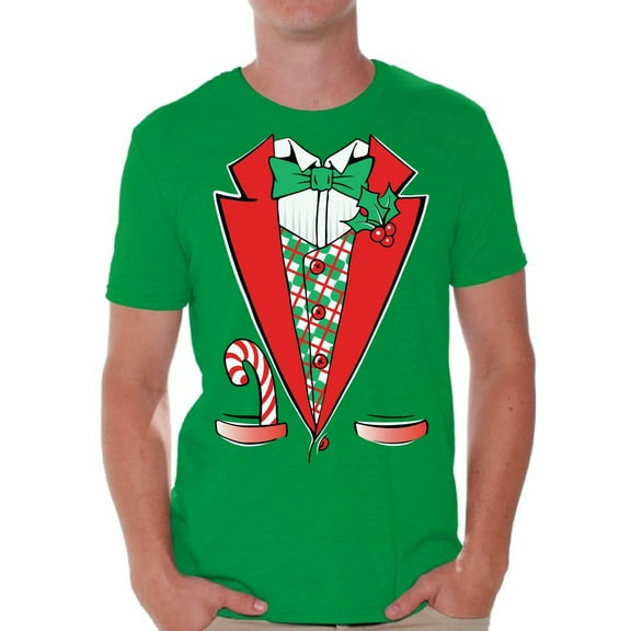 Awkward Styles Christmas Tuxedo Costume Christmas Shirt Men's Holiday Top Christmas Costume Ugly Christmas Shirt Funny Tacky Party Holiday Christmas tshirts for Men Christmas Tuxedo Funny Shirt