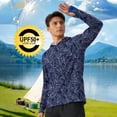 thumbnail image 4 of Riecok Rash Guard Shirts for Men Long Sleeve Sun Protection Pullover Breathable Hooded Tops Fishing Workout Clothes Red 2XL, 4 of 6