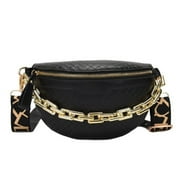 Thick Chain Women's Fanny Pack Plaid leather Waist Bag Shoulder Crossbody Chest Bags Luxury Designer Handbags Female Belt Bag