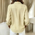 thumbnail image 5 of DORKASM Linen Shirts for Women Long Sleeve Plaid Fashion Tops V Neck Button Down Lightweight 2026 Soft Shirts Fall Trendy Gingham Blouse Yellow XL, 5 of 5