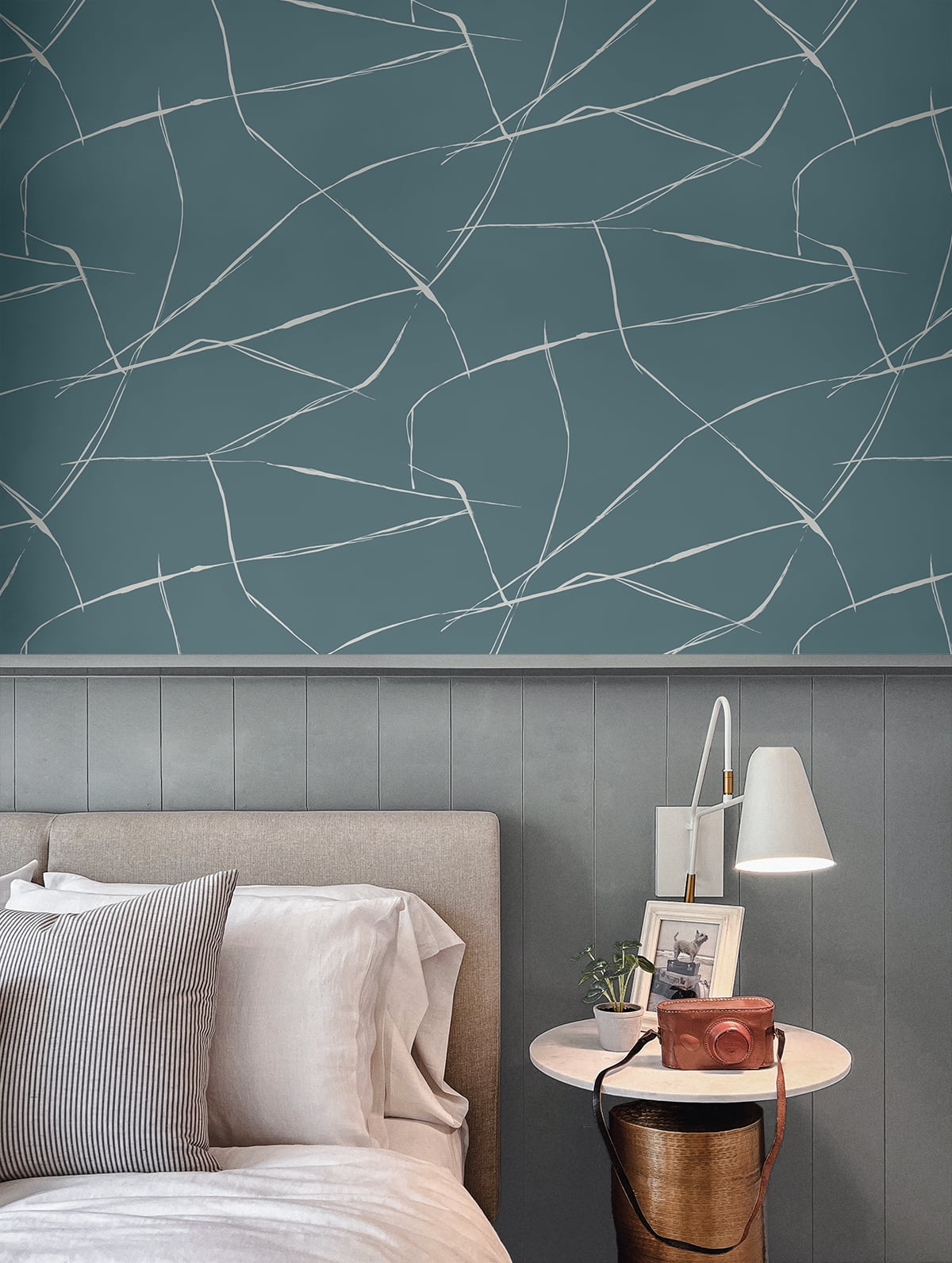 NextWall Blue Dusk Inkwork Abstract Peel and Stick Wallpaper