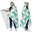 thumbnail image 2 of Wearable Blanket,LightGreen Cartoon Dinosaurs Pattern Hooded Wearable Flannel Blanket for Adults & Teens,Winter Poncho Shawl Wrap Cape Cozy Anti-Pill,50"x60", 2 of 5
