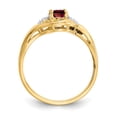thumbnail image 2 of 14K Yellow Gold Ring Band with Stones (01) January Garnet Oval Red Diamond Round, Size 9, 2 of 5