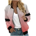 thumbnail image 2 of UVEASISHA Fall Jacket for Women Gradient Coat Thin Lightweight Bomber Jackets Long Sleeve Zip Up Joggers Jackets Red XXL, 2 of 5