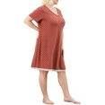thumbnail image 5 of MODA NOVA Juniors Plus Size Nightgown Polka Dots V Neck Comfy Midi Sleepshirt, 5 of 6