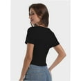 thumbnail image 2 of Women's Scoop Neck Short Sleeve Crop Tops Slim Fit T-Shirts, 2 of 6