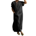 thumbnail image 4 of Men's V-Neck Dresses Long Sleeve Striped Henley Shirts Long Gown Robe for Men, 4 of 5