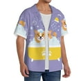 thumbnail image 4 of Vsdgher Corgi Washing in Bathtub Print Men's Wrinkle Free Untucked Cuban Shirt Business Casual Button Down Shirts Short Sleeve Shirt, 4 of 7