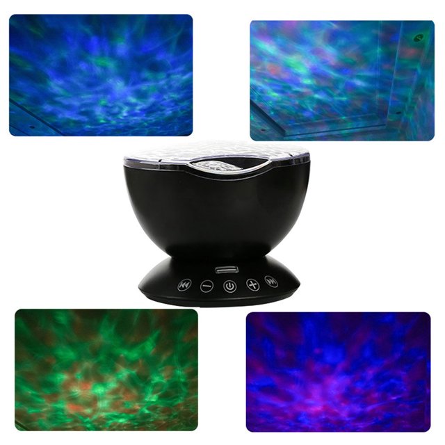 ruzhgo Ocean Wave Projector LED Colors Change Lamp In Music Night Light Built In Music Player Remote Control Colors Change Star Bedroom Lamp