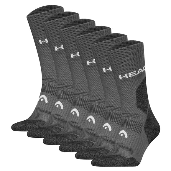 HEAD Calcetines de senderismo unisex, pack de 6 - Hiking All Climates Crew, calcetines deportivos, logo Gris 39-42