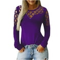 thumbnail image 2 of KIHOUT Hauts pour Femmes Grande Taille Liquidation Hauts Décontractés pour Femmes Grande Taille à Col Rond Manches Longues Blouse T-Shirt Ajouré, 2 of 4