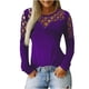 thumbnail image 2 of ICHUANYI Clearance Plus Size Womens Casual Tops Long Sleeve Cut Hollow Out Blouse T-Shirt(Purple, XXL) ICHUANYI WER2023081206830, 2 of 4