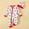 thumbnail image 2 of Edvintorg Baby Boy Christmas Outfit Fashion Santa Claus Printing Long Sleeved Romper Jumpsuit and Hat Two-Piece Set 0-18Months My First Christmas Baby Girl Outfit, 2 of 7