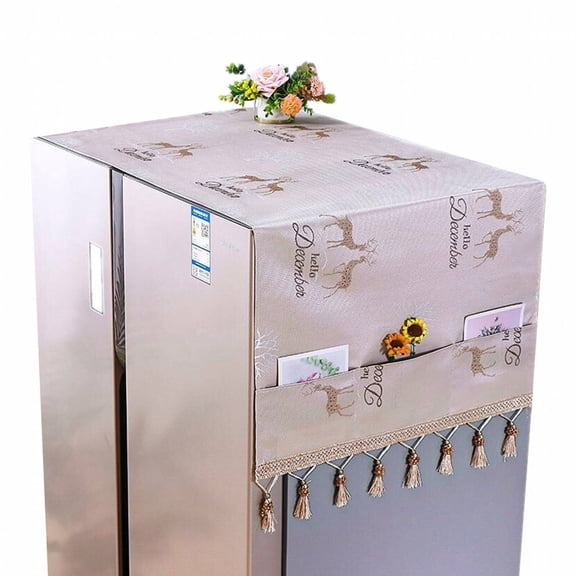 AUQ Fridge Dust Cover,Fade and Mold Resistant Refrigerators Cover,Quick-Drying Feature Washing Machine Top Cover,Coffee