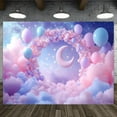 thumbnail image 2 of Boho Moon Arch Baby Shower Backdrop Pastel Balloon Twinkle Star Baby Shower Photography Background for Girls Galaxy Pink Blue Clouds Newborn Birthday Party Decorations Banner Photo Booth Props, 2 of 4