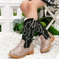 thumbnail image 2 of eileial Cowboy Boots for Girls and Boys Side Zipper and Buckle Strap Riding Boots,Gold 10.5-11 Years, 2 of 6