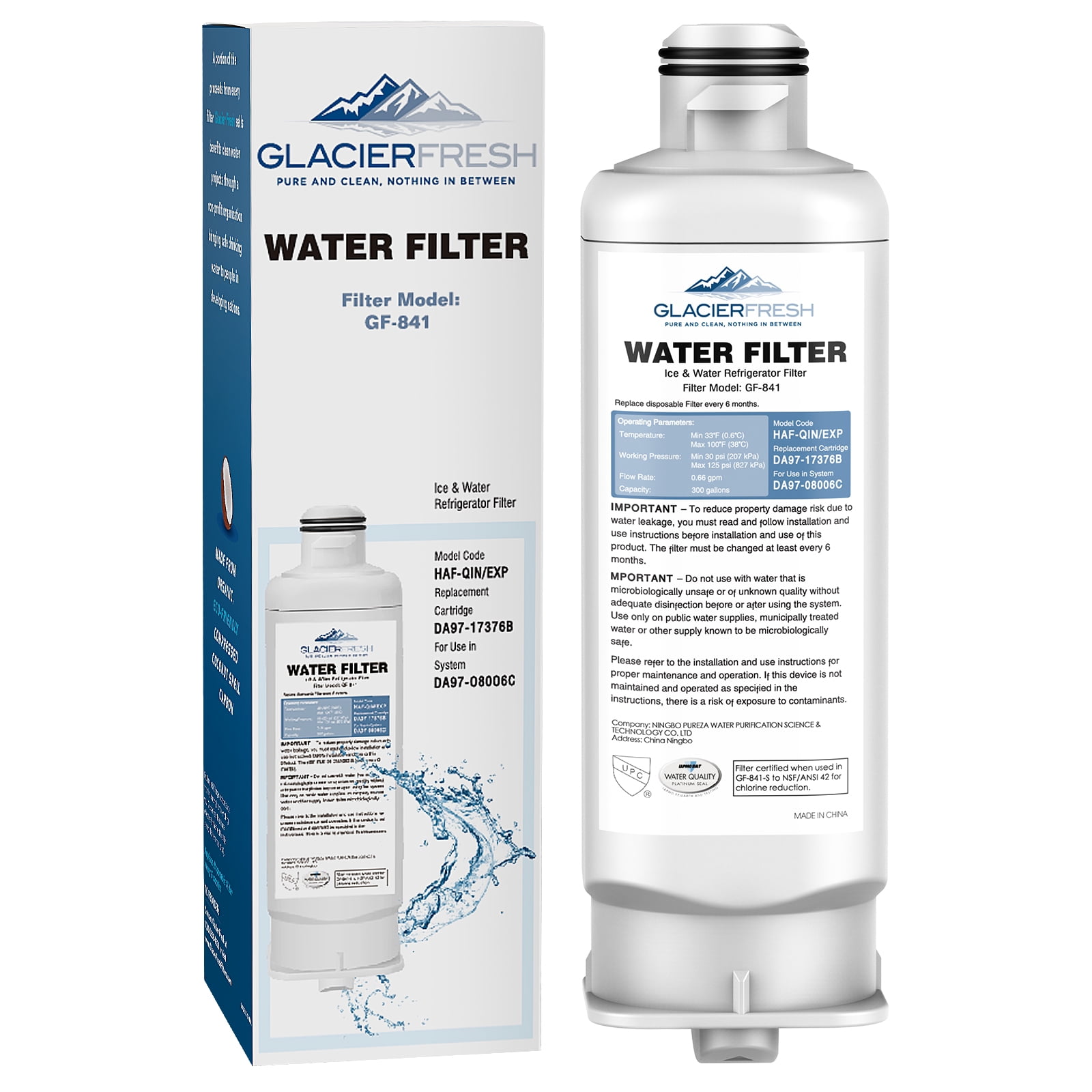 GLACIER FRESH Replacement Water Filter for DA9717376B,DA9708006C,HAF