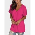 thumbnail image 5 of Womens Summer Tops Short Sleeve Casual Shirts Floral Tee Trendy Basics V Neck Plain Tshirt, 5 of 5