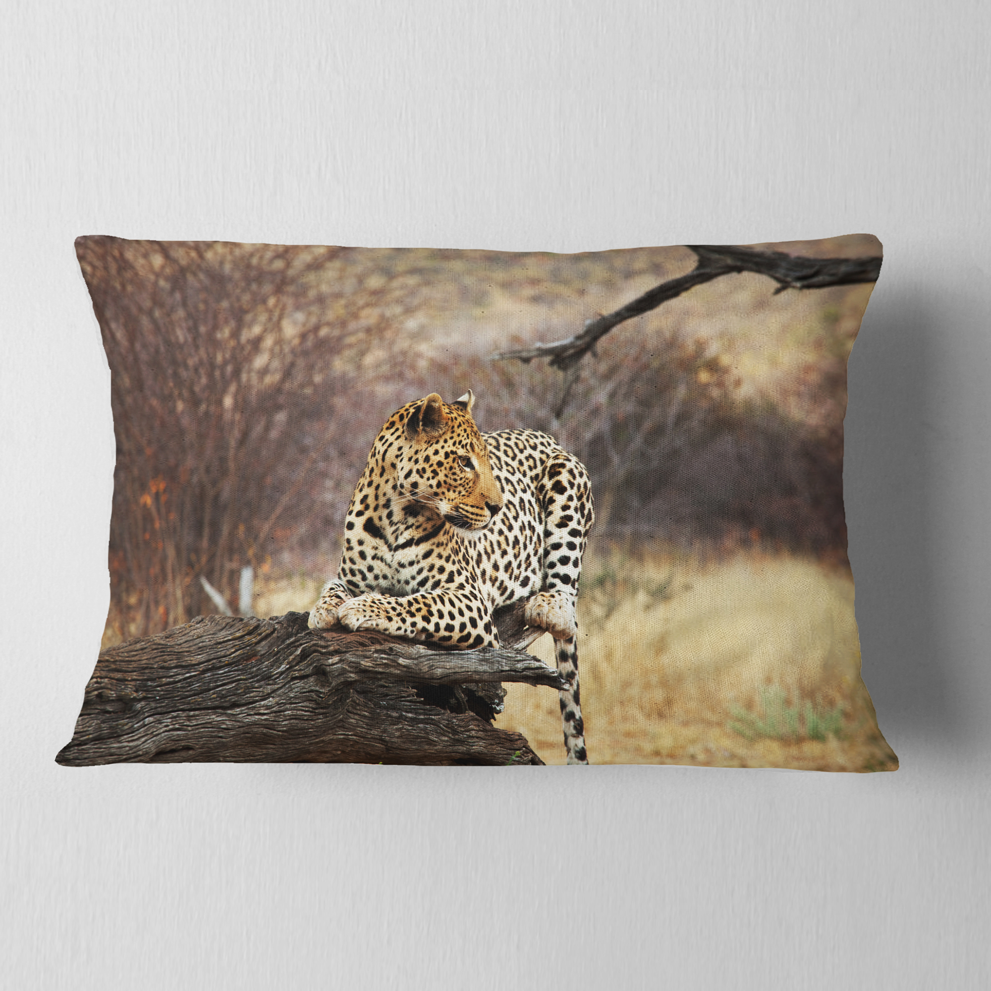 Designart 12" x 20" Brown Polyester Throw Pillow