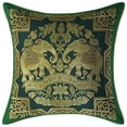 thumbnail image 2 of Stylo Culture Ethnic Living Room Brocade Dark Green And Gold Throw Pillow Covers 12x12 Jacquard Weave Banarsi Indoor Outdoor Pillow Covers Elephant 30x30 cm Decorative Cushion Covers (Set Of 2), 2 of 4