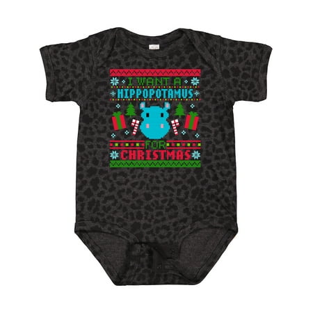 

Inktastic I Want a Hippopotamus for Christmas Pixelated Ugly Sweater Gift Baby Boy or Baby Girl Bodysuit