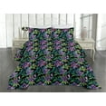 thumbnail image 2 of Ambesonne Floral Boho Quilted Coverlet 3 Pcs, Watercolor Jungle Print, King Size, Fern Green Pale Lilac, 2 of 4