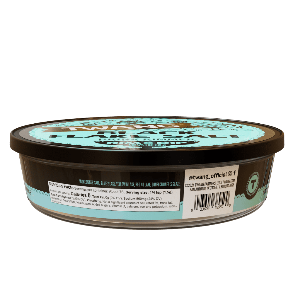 Twang Black Margarita Flake Salt Drink Rimmer, 4 oz; Halloween; Spooky; Dia de los Muertos