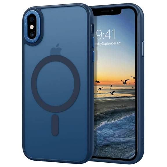 DOMAVER iPhone XS Max Case 6.5 Inch with Mag-Safe, Slim Matte Protective Cover - Shockproof Translucent Black Phone Case